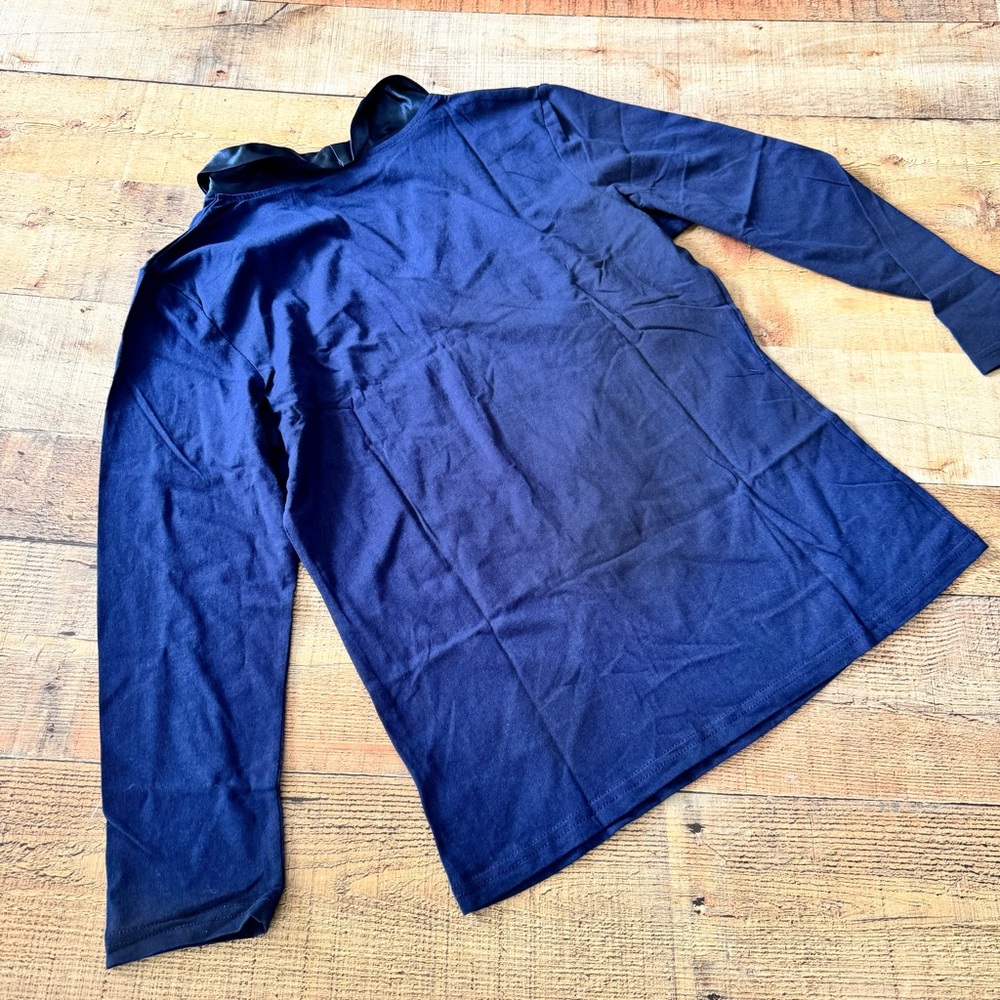 Temperley London 2 Piece Navy Blue Pajama Set with Satin Trim - Picture 7 of 7
